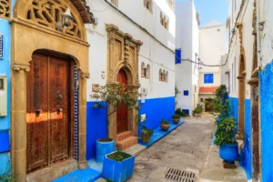 Traditional street with riads in the Medina of Rabat, Morocco