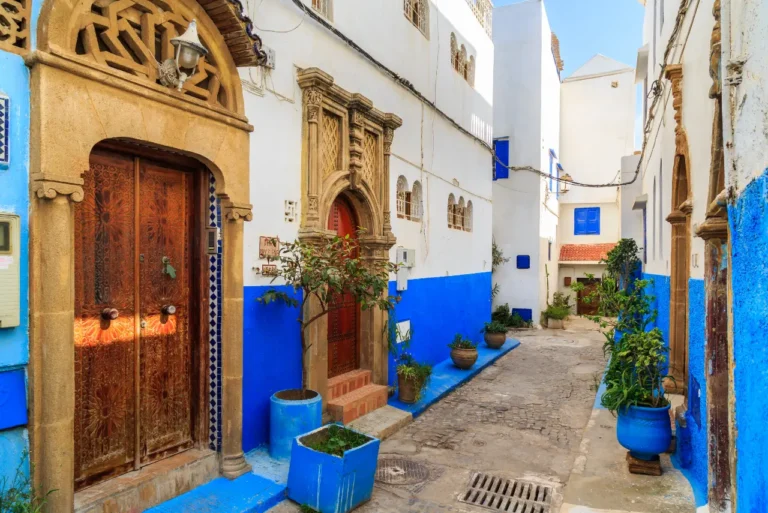 Traditional street with riads in the Medina of Rabat, Morocco