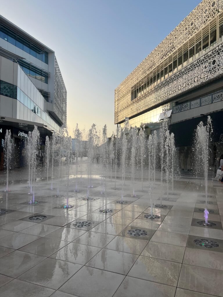 Fountain plaza at Arribat Center mall in Rabat