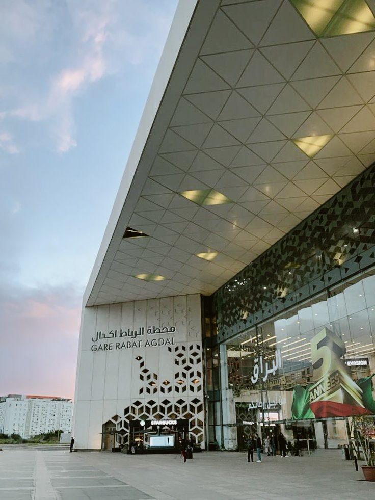 Modern architecture of the Rabat-Agdal train station – Essential transport and logistics guide for traveling to Morocco.