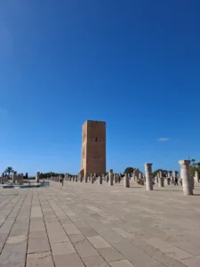 Hassan Tower and its stone columns on the open esplanade in Rabat