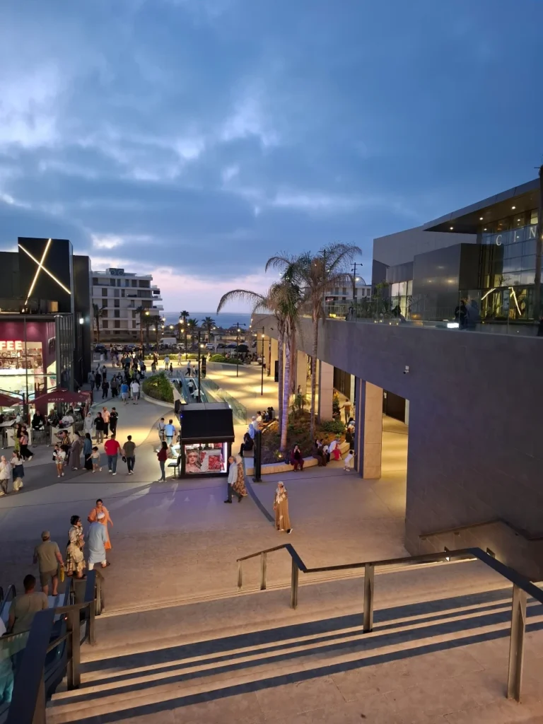 Le Carrousel Mall in Rabat at evening near the Atlantic coast